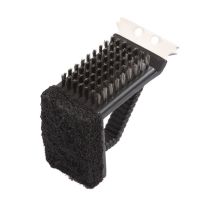 Omaha 3-IN-1 Stainless Grill Brush with Scraper, SP242C3L