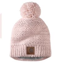 Carhartt Women's Rib Knit Sherpa-Lined Pom-Pom Beanie