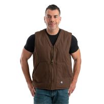 Berne Apparel Men's Heartland Sherpa-Lined Washed Duck V-Neck Vest