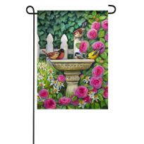 Evergreen Spring Birdbath Gathering Garden Suede Flag, 14S9571