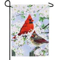 Evergreen Glorious Morning Cardinals Garden Suede Flag, 14S8463