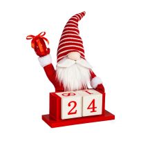 Evergreen Polyester and Wood Gnome Christmas Countdown Table Decor, 8TAF042