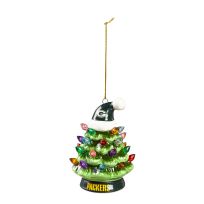 Evergreen 4 IN LED Ceramic Christmas Tree Ornament with Team Santa Hat, Green Bay Packers, 3OTL3811TO