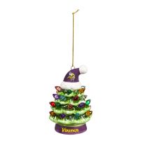 Evergreen 4 IN LED Ceramic Christmas Tree Ornament with Team Santa Hat, Minnesota Vikings, 3OTL3817TO