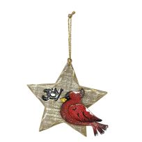 Seasonal Expressions Wood Cardinal & Heart Star Ornament, KH-72839