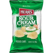 HERR'S Sour Cream & Onion Potato Chips, 6055, 7 OZ
