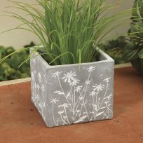 Gerson International 5.4 IN Cement Flower Embossed Garden Planter, 2253960