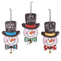 Gerson International 13.1 IN Metal Snowman Head with Jingle Bell Wall Hanging, Assorted, 2542260
