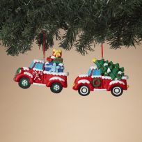 Gerson International 4.5 IN Clay Dough Holiday Truck Ornament, Assorted, 2597160