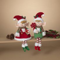 Gerson International 16 IN Plush Holiday Elf Shelf Sitter, Assorted, 2603760