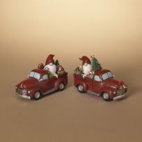 Gerson International 8.4 IN Resin Holiday Truck with Gnome & Christmas Tree, Assorted, 2649980