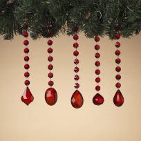 Gerson International 8 IN Red Glass Jewel Ornament, Assorted, 2658370
