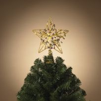 Gerson International 9.53 IN B/O Gold Star Tree Topper with Timer Function, 2664860