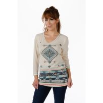 Liberty Wear Women's Jesse Aztec Design Graphic V-Neck Long Sleeve Shirt