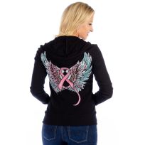 Liberty Wear Women's Pink Ribbon Graphic Zip Hoodie