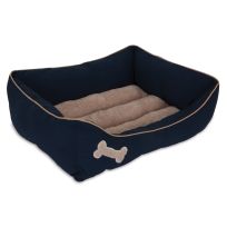 Aspen Pet Rectangular Lounger Pet Bed With Bone Applique, Assorted Colors, 28380