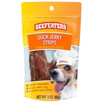 BEEFEATERS Duck Jerky Strips Oven-Baked Dog Treats, 348722, 3 OZ